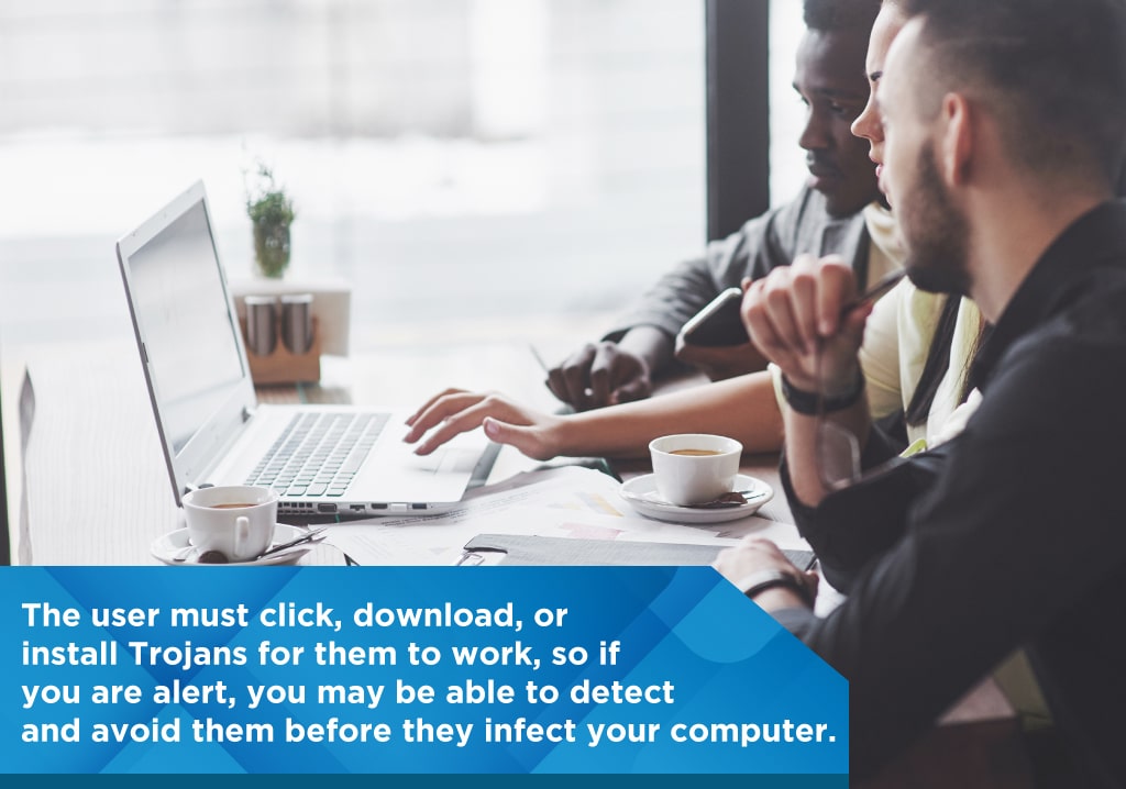 users must click, download, or install Trojans for them to work